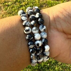 Orca Agate Beaded Stretch Bracelet